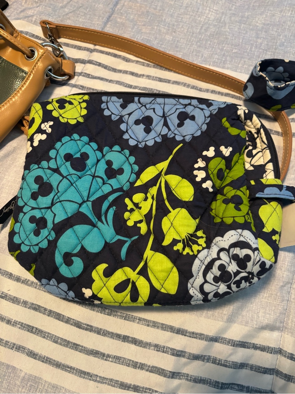 Disney Vera Bradley Navy Floral Quilted Crossbody Bag